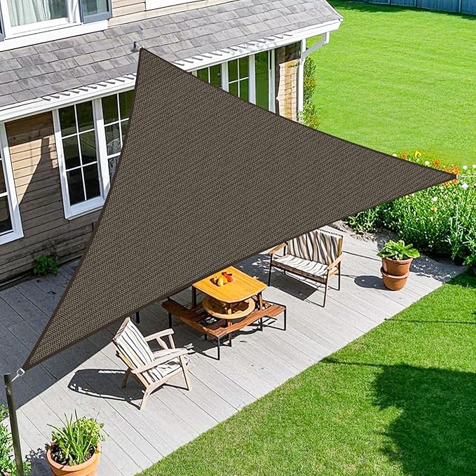 Amagenix Sun Shade Sail 10'X10'X10' Curved Edge Outdoor Shade Canopy Mocha Breathable 95% UV Block Shade Cloth for Patio Garden Backyard (We Make Custom Size)