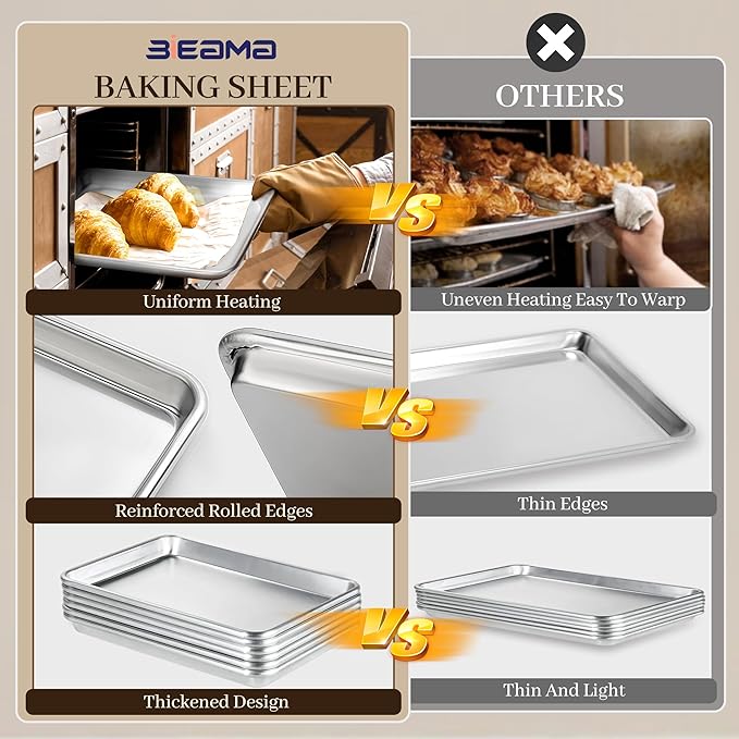 12 Pack Half Size Baking Sheet Pan Aluminum Commercial Pan for Oven Freezer Bakery Hotel Restaurant 13" × 18"