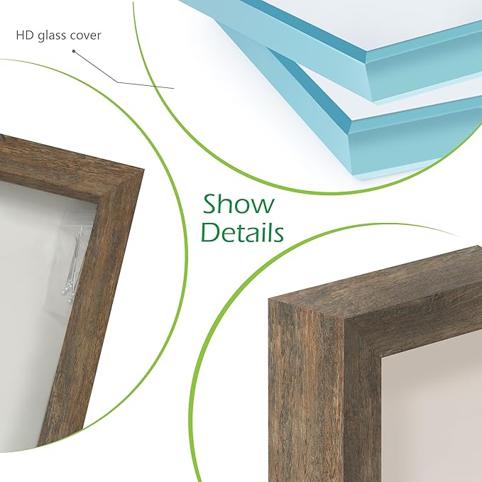 FrameWorks 12" x 18" Brown Wooden Shadow Box Frame – Soft Felt Back, Tempered Glass, and Included Elegant White Ball Push Pins