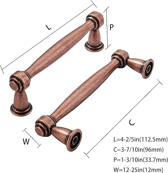 khtumeware 10 Pack 3-3/4 Inch(96mm) Antique Copper Cabinet pulls Kitchen Cabinet Handles Kitchen Cabinet Hardware for Cupboard Drawer Handles Dresser Pulls