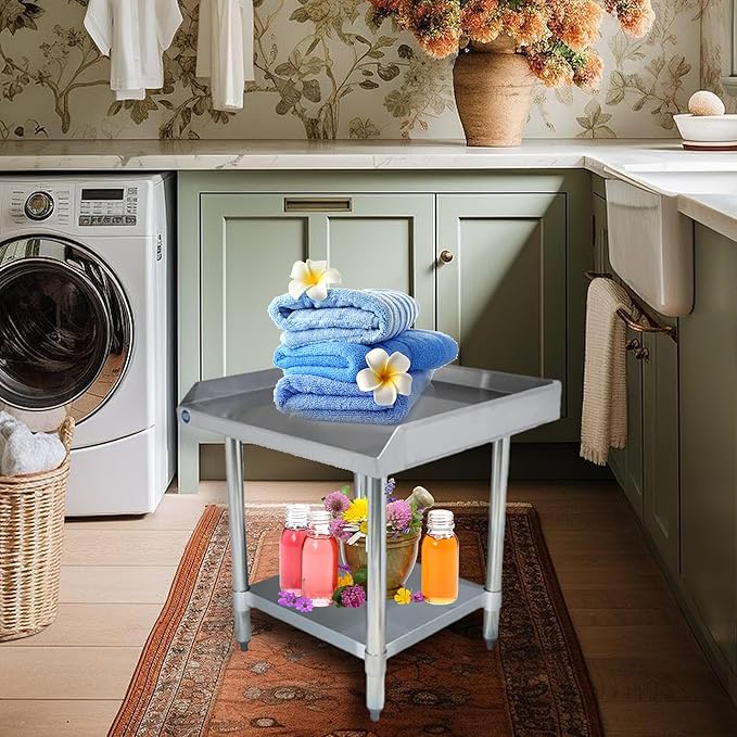 NSF Certified 18 Gauge Heavy Duty Stainless Steel Equipment Grill Stand with Undershelf for Kitchens, Utility Rooms, Caterers & Auto