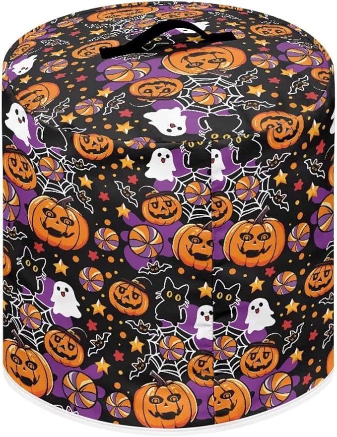 6 Quart Pressure Cooker Dust Cover with Top Handle and Storage Pocket Kitchen Appliance Decoration Halloween Theme Pumpkins Print Air Fryer Rice Cooker Dust Covers
