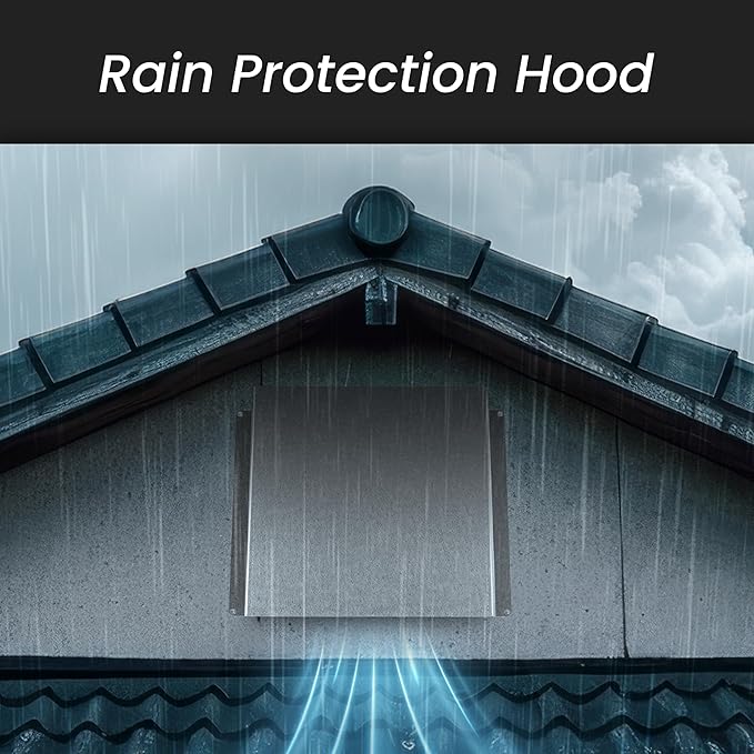 8" x 8" Galvanized Steel Vent Cover - Duct Exhaust/Inlet Rain Deflector - Weatherproof Guard for Open Ventilation Systems - Indoor/Outdoor Vent Hood - Air Vent Grille Protection Roof