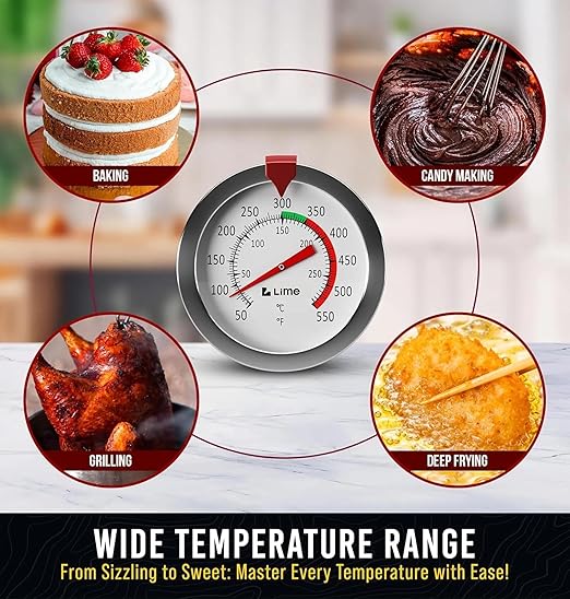 Candy Thermometer with Pot Clip -Essential for Cooking - 8" Deep Fry Oil Thermometer - Blue