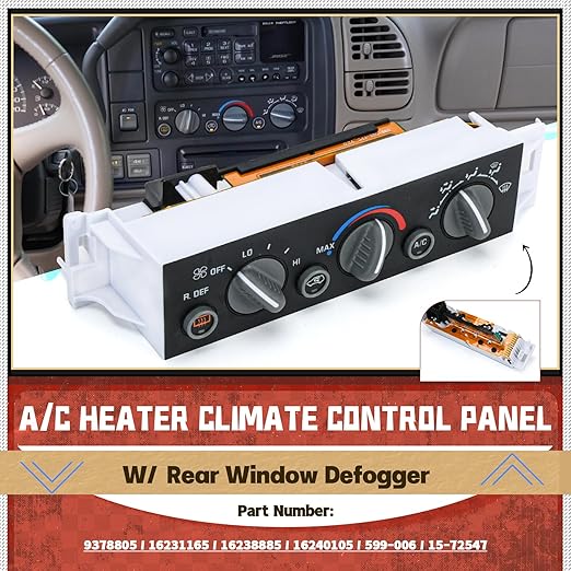599-006 Heater Climate Control Panel Module A/C Climate Control Module with Rear Window Defogger Switch Compatible with Chevy Suburban Tahoe GMC Yukon 1996-2000 9378805 15-72547