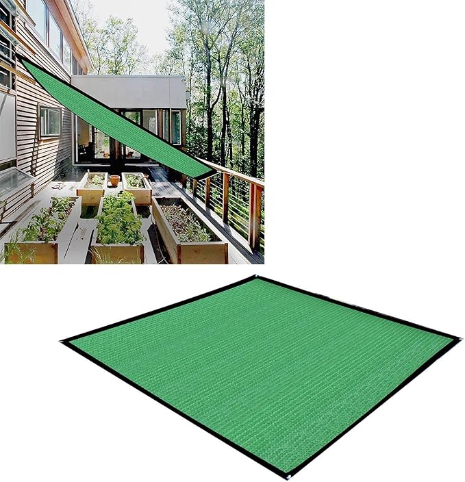 Outdoor Garden Square Green Sun Shade Sail Canopy with Enhanced Ventilation, 2x2m 14-Stitch, UV Protection