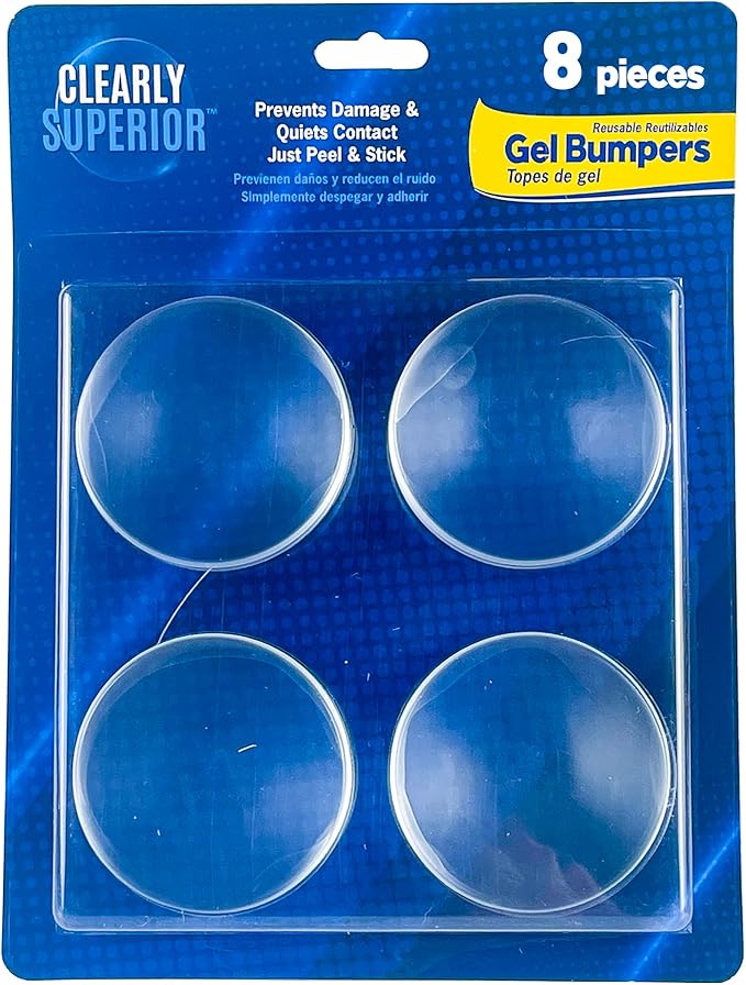 Round Medium 2.5" Clear Bumpers 8 Pack – Self Adhesive Doorknob Protector Wall Guard - Protects Walls from Door Knobs and Handles
