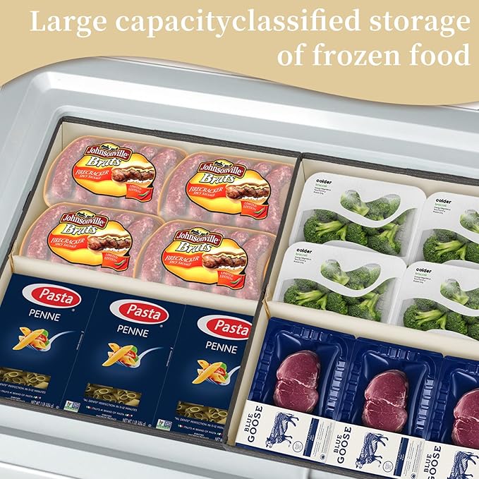 Freezer Organizer Bins, Collapsible Deep Freezer Organizer Bins for 15"x14"x9", freezer Storage Bins with Removable Dividers, Handles (Dark Grey, 1 Pack)
