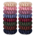 Teqifu16Pcs Hair Ties, No Crease Spiral Hair Ties Hair Bands MultiColor Waterproof Phone Cord Hair Scrunchies Hair Coils Accessories for Women Girls