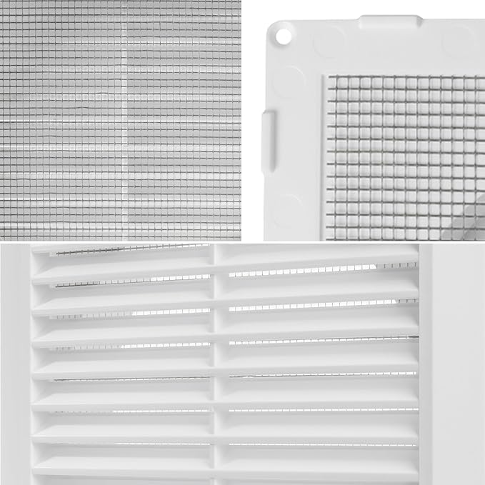 Repa Market 4 Inch (Opening) White Air Vent Cover - Plastic Fresh Air Intake Vent for Round Duct - Register Vent Cover with Mesh Screen - Wall or Ceiling HVAC Return Air Register - Modern Soffit Vents
