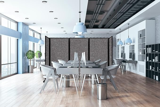 Versare Polycarbonate Room Divider 360 Portable Wall Partition | Freestanding Office Dividers | Locking Wheels | Privacy Screen Panels - 8'6" x 6' Opal Thermoplastic Polymer