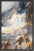 Engineered Wood 24x36 Frame, Black Picture Frame for 24 x 36 Inch Poster Puzzle Photo, Light Weight 24 by 36 Poster Frame with Wood-grain for Wall - 1 Pack/Black/24 x36