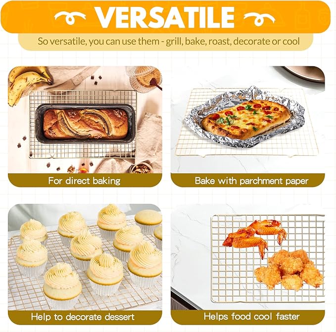 2 PCS Cooling Racks for Cooking and Baking, 14.8x10 Inches Stainless Steel Cooling Rack, Sheet Pan with Wire Rack for Baking Sheet, Bacon Rack Oven Safe Fits Jelly Roll Sheet Pan