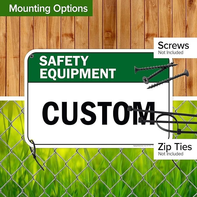 Custom Safety Equipment Sign, Ansi Sign, Osha Compliant, 12x18 Inches, 55 mil thick HDPE (high density polyethylene), Made in USA by My Sign Center