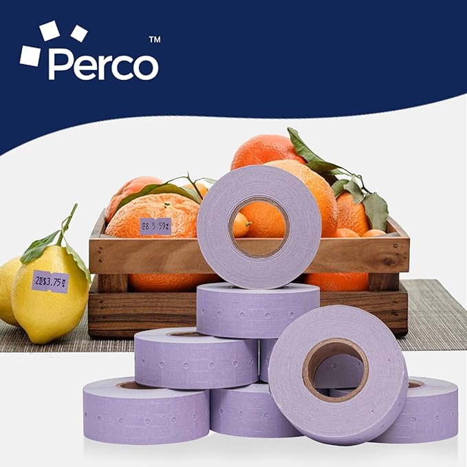 Perco 1 Line Lavender Labels - 32 Rolls, 4 Sleeves, 32,000 Blank Price and Date Gun Labels for Perco Lite, X, Plus and Pro 1 Line Price and Date Guns - Made in USA