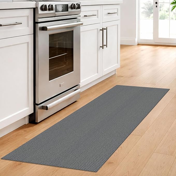 IOHOUZE Washable Runner Rug 2x6 Non Slip Runners for Hallways Entryway Runner Indoor, Kitchen Rugs Woven Cotton Floor Carpet for Kitchen Hall Entrance Bedroom, Dark Grey