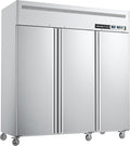 Coolake 72" W 3 Door Commercial Refrigerator and Freezer Combo, 54 Cu.ft 3 Section Stainless Steel Solid Door Fan Cooling Upright Reach in Freezer for Restaurant, Bar, Shop, Garag