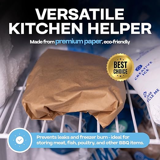 Brown Freezer Paper Sheets 12" x 12", Pack of 100 - USA-Made Paper Sheets for Long-Term Freezing of Meat & Fish - Freezer Pads for Quilting - Bakery Tissue Wraps for Food Storage by IDL Packaging