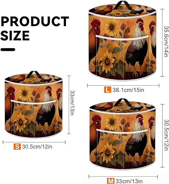 Rice Cooker Cover, Dust Cover for Kitchen Appliances with Handle and Storage Pocket, Easy to Clean Kitchen Decor Gift, Fits 3-6-8 Quart Instant Pot, Slow Cooker and Air Fryer