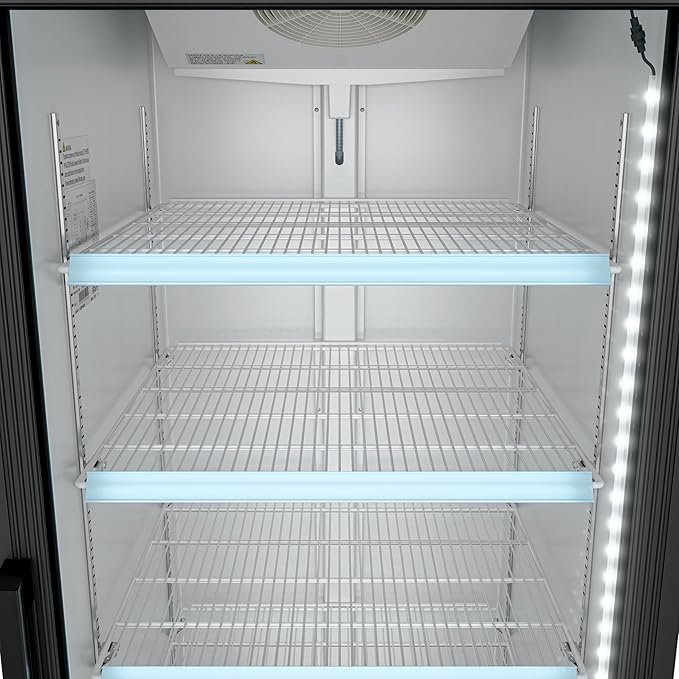 KoolMore MDR-1GD-23C Commercial Glass 1 Door Display Refrigerator Merchandiser - Upright Beverage Cooler with LED Lighting - 23 Cu. Ft., Black