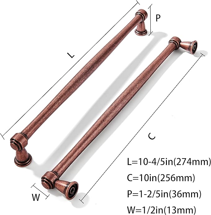 khtumeware 2 Pack 10 Inch(256mm) Antique Copper Cabinet pulls Kitchen Cabinet Handles Kitchen Cabinet Hardware for Cupboard Drawer Handles Dresser Pulls
