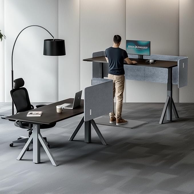 Desk Privacy Panel,2PCS L-Shaped Clamp-On Office Desk Divider,2-in-1 Adjustable Acoustic Desktop Partition Or Under Desk Modesty Screen,for Office,Home,Felt (Grey, 47.2" x 15.7")