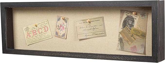 Freezing point Shadow Box Frame 8x25 Flower Shadow Box Pin Display Case Cabinet Picture Frame with Linen Back Memorabilia Awards Medals Badge Bouquet Wedding Memory Box for Keepsakes Long Black
