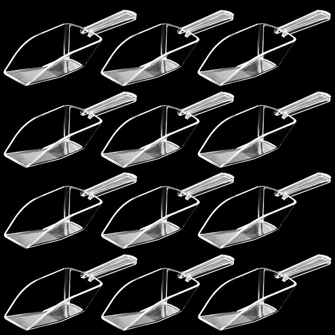 24-Mini Clear Acrylic Plastic Scoops for Candy - Ice Cream Bar, Jars, Containers, Coffee, Flour, Dessert Toppings, Buffets, Kitchen, Weddings, Parties & Concessions, Candy Buffet, 5.5" Candy Scoops