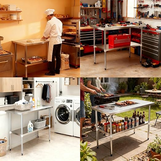 COOLCHEF Stainless Steel Work Table 30 x 36 Inch, NSF Commercial Prep Table with Undershelf, Heavy Duty Food Prep Workstation
