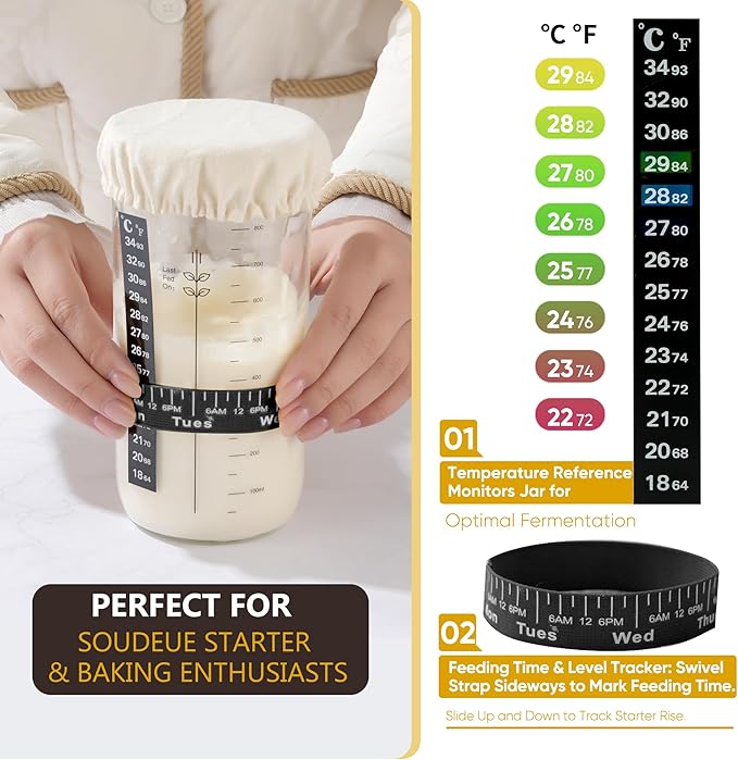 Sourdough Starter Kit with Jar – Complete Sourdough Bread Baking Supplies for Beginners, Includes 2 Silicone Proofing Baskets Baking Mat Sour Dough Kit - Yellow