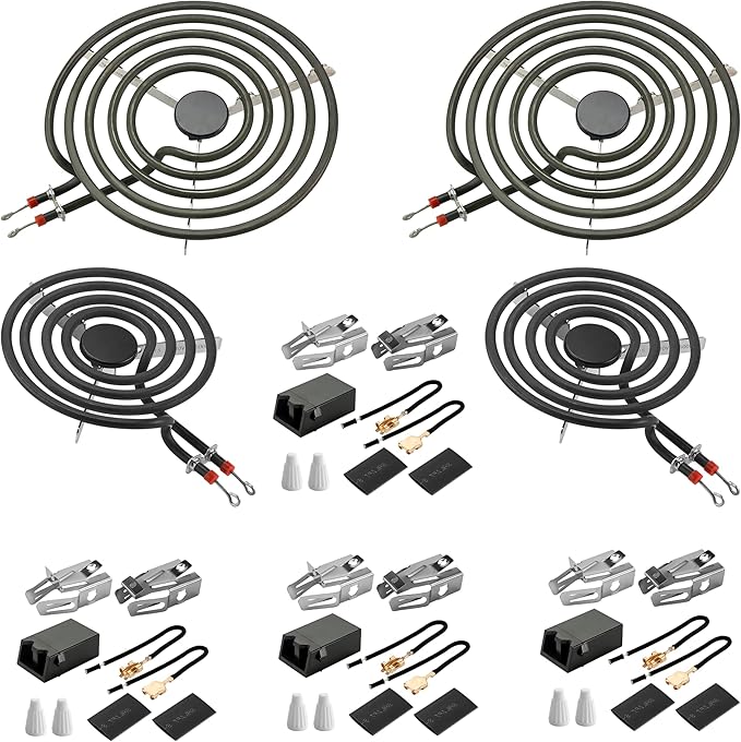 MP22YA Electric Range Burner Element Unit Set with 330031 Range Burner Receptacle Kit Fit for Ken-more Whirl-pool Frigi-daire May-tag Ranges/Stoves by Fetechmate