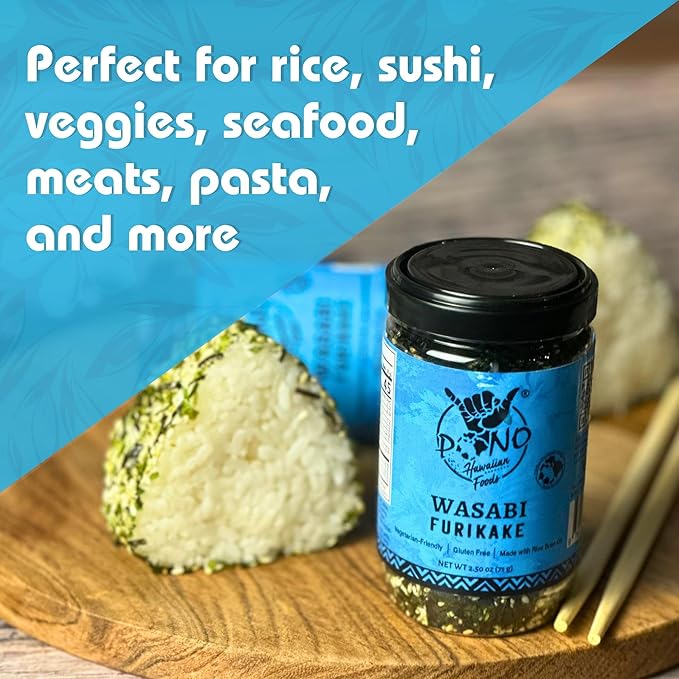 Pono Hawaiian WASABI NORI Furikake RiceSeasoning Premium Ingredients-Gluten-Free and Non-GMO-Multi Purpose Rice Seasoning–Free from Preservatives and Artificial Colors–Japanese Seasoning- 5 oz (142g)