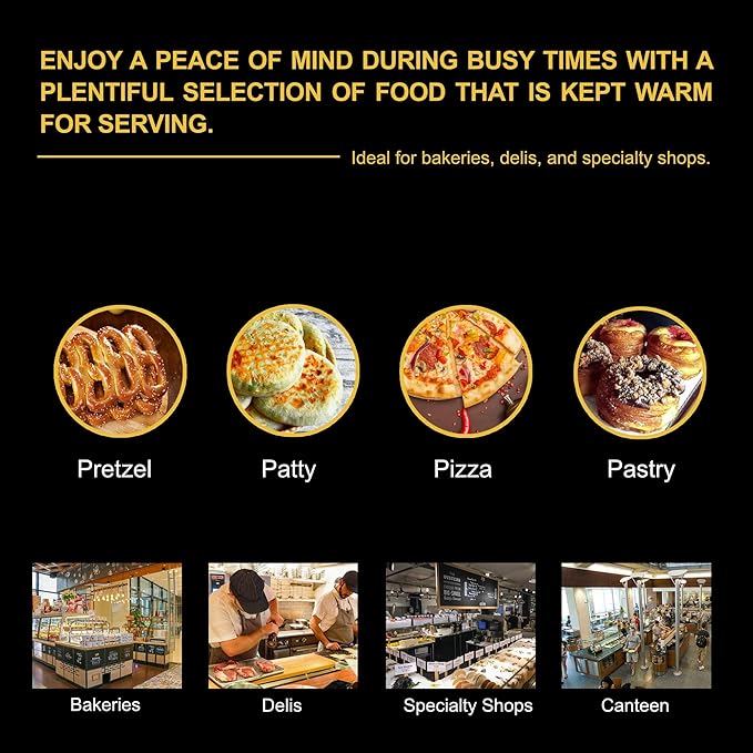 5-Shelf Electric Hot Box Food Warmer Accommodating up to (10) 16" Pizza Boxes, Countertop Heated Holding Cabinet for Pretzels, Warming Machine for Home Commercial Use, w/Water Drawer, 120V 600W