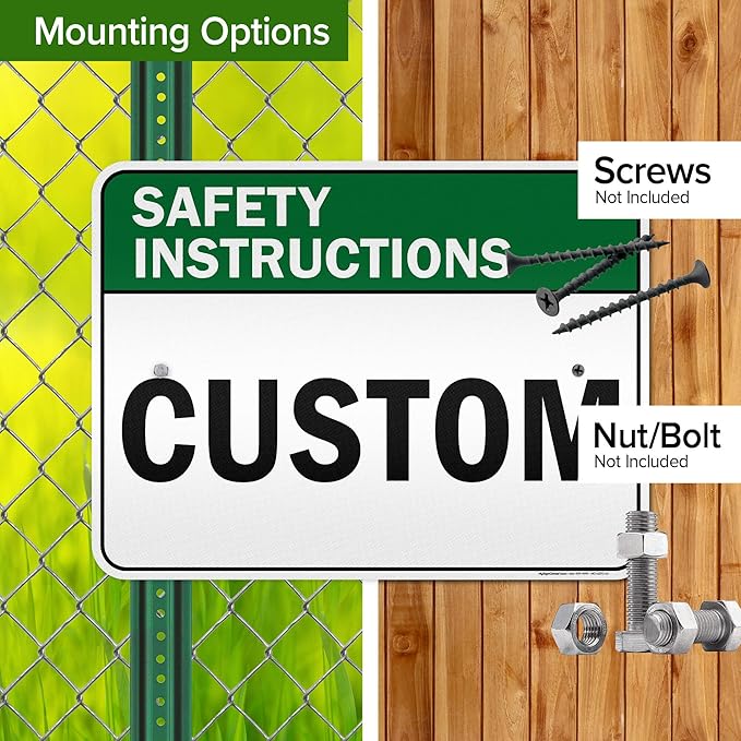 Custom Safety Instructions Sign, Ansi Sign, Osha Compliant, 18x24 Inches, 3M EGP Reflective, Rust Free .080 Aluminum, Fade Resistant, Made in USA by My Sign Center