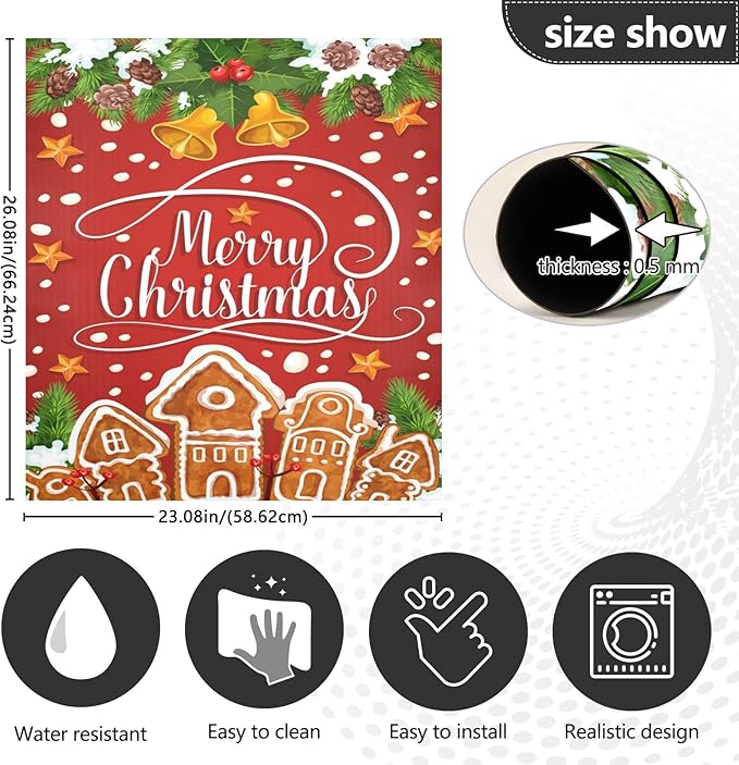 Christmas Gingerbread Holly Berry Santa Bell Dishwasher Magnet Cover Sticker Magnetic Refrigerator Panel Decorative Front Door Decal