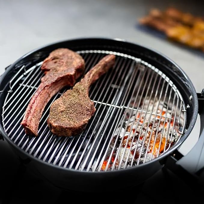 SnS Grills Patented Slow ‘N Sear Original Insert - Stainless Steel Charcoal Basket with Built-In Water Reservoir for Low ‘N Slow Smoking & Charcoal Grilling for Weber & Other Kettle Grills - 22 in