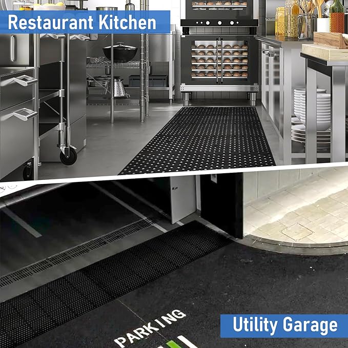 tonchean 82'' x 35'' Commercial Floor Mat, Heavy Duty Kitchen Eubber Mats for Floor, Anti-Fatigue Drainage Mats for Restaurant, Bar, Hotel, Industrial Wet Areas