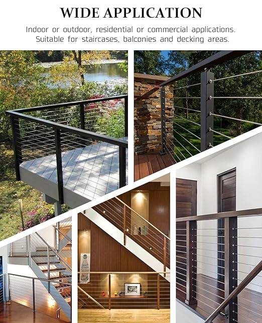 Atibin Rope Wood Railing Sleeves Protector Stainless Steel Railing Sleeves Protective Cable Handrail Railing Sleeves Wire 3/16inch 30pcs
