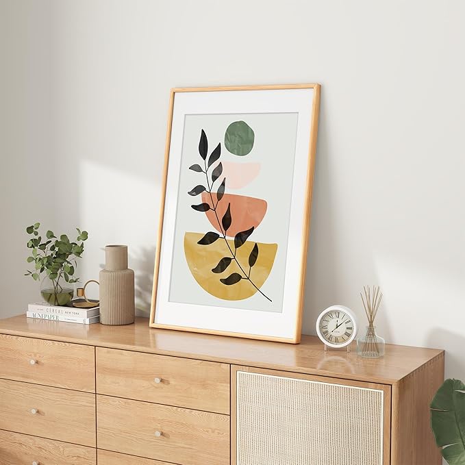 Axeman 20x30 Oak Frame Set of 2 - Rounded Corner 20 x 30 Poster Frame Matted to 16x24 - Natural Oak Wood Picture Frame with Tempered Glass for Wall Mount Display