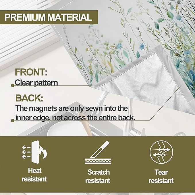 Watercolour Wildflowers Plants Dishwasher Magnets Decorative Cover,Magnet Fridge Panel Decal for Home Kitchen Decor,23x26 in