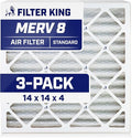 Filter King 14x14x4 Air Filter | 3-PACK | MERV 8 HVAC Pleated A/C Furnace Filters | MADE IN USA | Actual Size: 13.5 x 13.5 x 3.75"