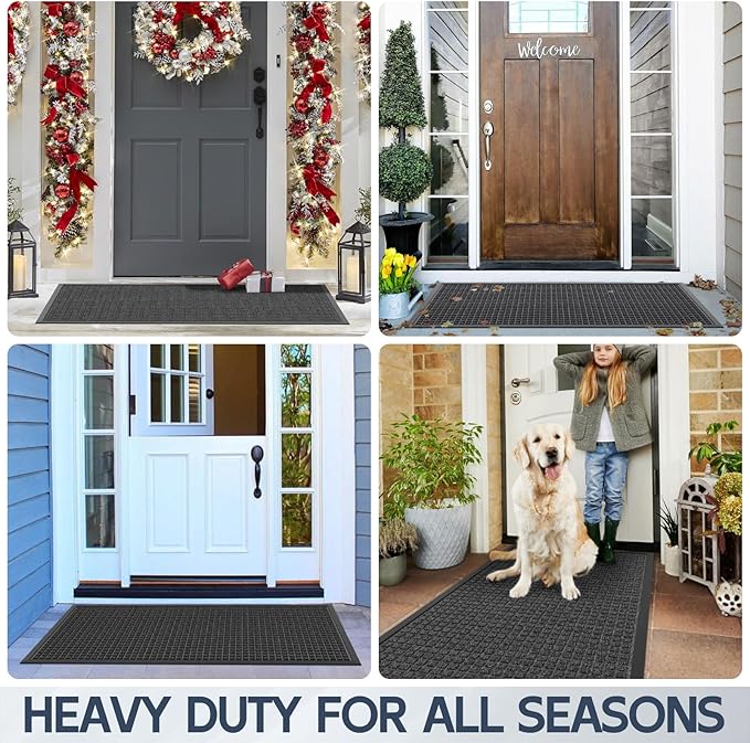 Indoor Outdoor Front Door Mats, 48" x 24" Rubber Backing Non Slip Durable Welcome Floor Mats for Patio, Garage Entrance, Stain and Fade Resistant Commercial Doormats for High Traffic
