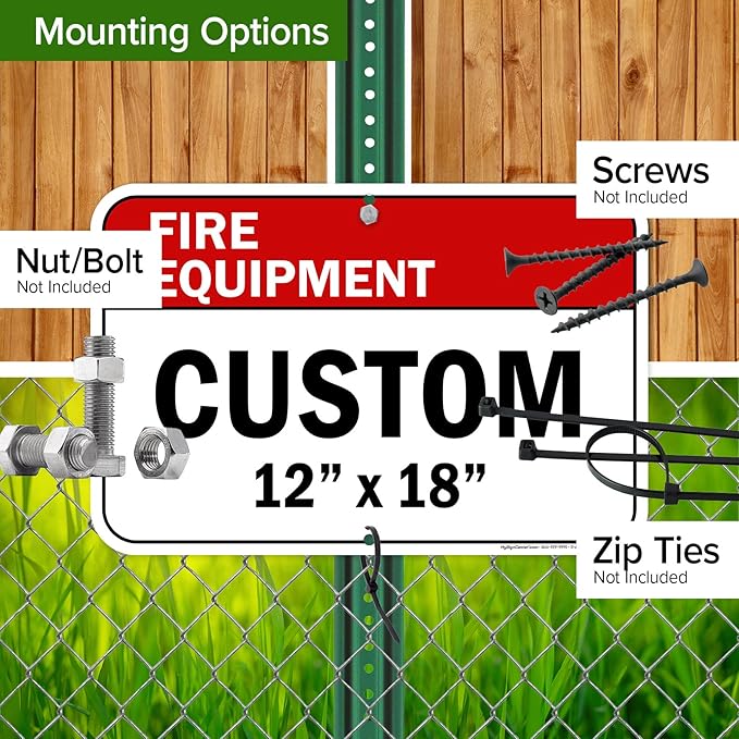Custom Fire Equipment Sign, Ansi Sign, Osha Compliant, 12x18 Inches, Rust Free .063 Aluminum, Fade Resistant, Made in USA by My Sign Center