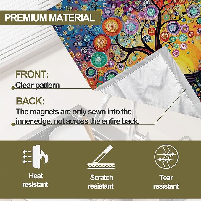 Magnetic Dishwasher Cover,Tree of Life Reusable Dishwasher Magnetic Cover Flowers Decorative Door Covers Panel for Home Kitcen 23" x 26"