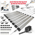 EBD Under Counter Lights Touch LED Under Cabinet Lighting Built-in 18” Adjustable Cable, Splitter & 3 External Cable, 9 Pcs 3000K Warm White 3150Lm Kitchen Under Cabinet Lights
