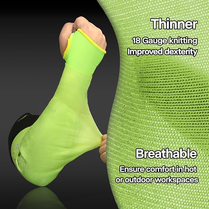 Schwer ANSI A6 Cut Resistant Sleeves, 18 inch Protective Arm Sleeves with Thumb Hole for Arm Work Protection, Arm Guards for Gardening, Cutting Metal, Repairing, Kitchen, Pet Grooming (1 Pair, Yellow)