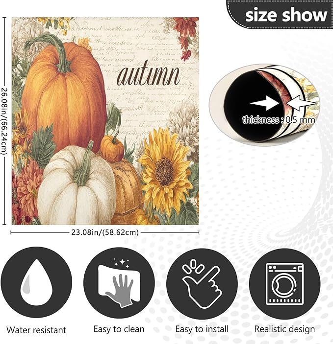 Fall Pumpkins Beige Dishwasher Magnet Cover Front Door Magnetic Dishwasher Cover Decorative Refrigerator Magnet Covers Dishwashers Magnetic Sticker for Home Kitchen Decor, 23" x 26"