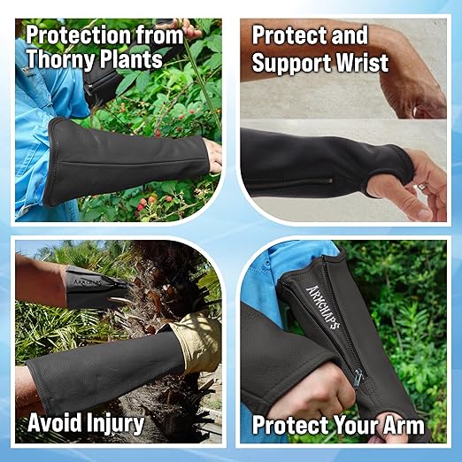 Arm Chaps Extended Elbow Leather Arm Guard - Arm Sleeve Protectors for Thin Skin and Bruising, Scratches & Cuts - Protective Arm Sleeve for Any Age- Left & Right Form-Fitting - Black(1Pair/Small).