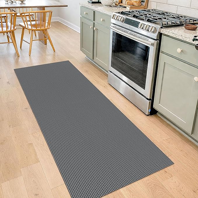 IOHOUZE Washable Runner Rug 2x7 Non Slip Runners for Hallways Entryway Runner Indoor, Kitchen Rugs Woven Cotton Floor Carpet for Kitchen Hall Entrance Bedroom, Dark Grey