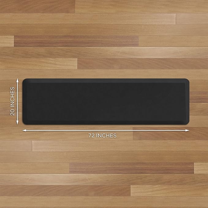 NewLife by GelPro Anti-Fatigue Nonslip 1/2" Thick Hard Floor Utility Mat for Garage, Patio and Kitchen, 20" x 72", Leather Grain Black